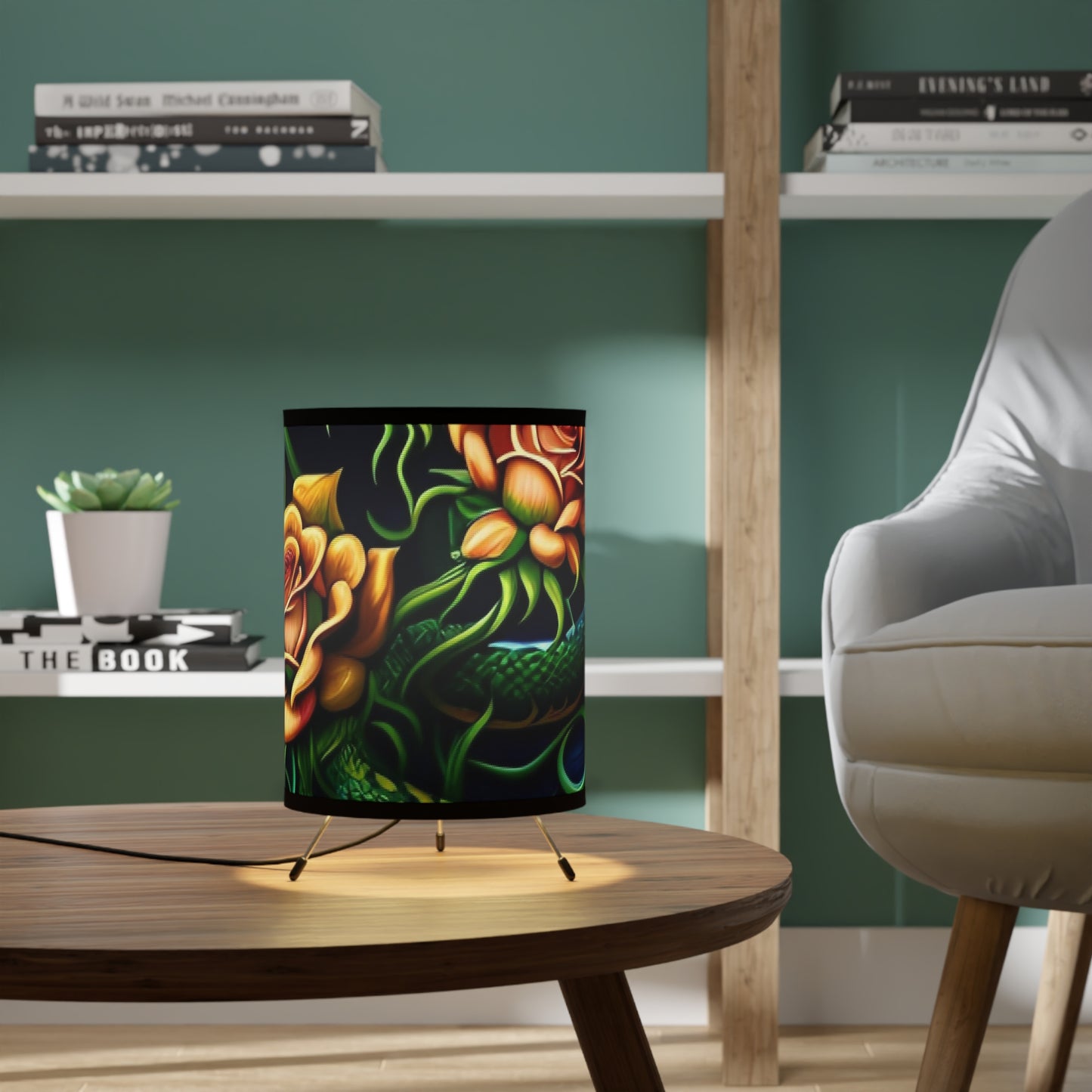 Tripod Lamp with High-Res Printed Shade, US\CA plug