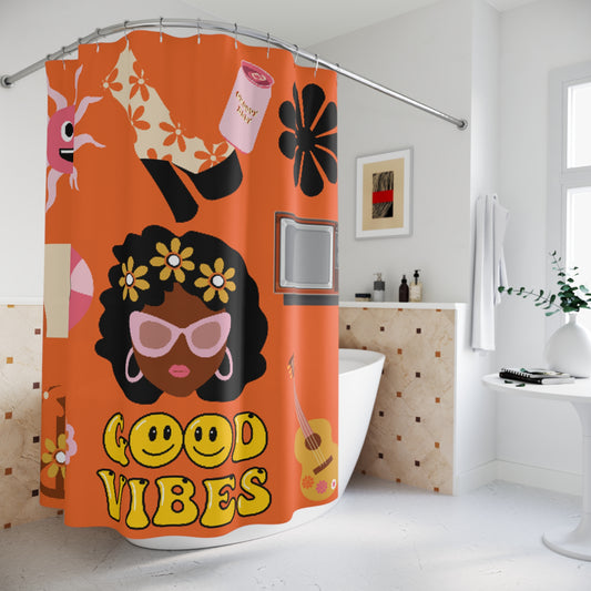 Orangeu Vibin  Shower Curtain